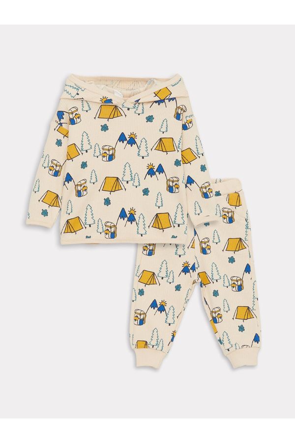 LC Waikiki LC Waikiki 2-Piece Hooded Baby Boy Sweatshirt and Tracksuit Bottoms