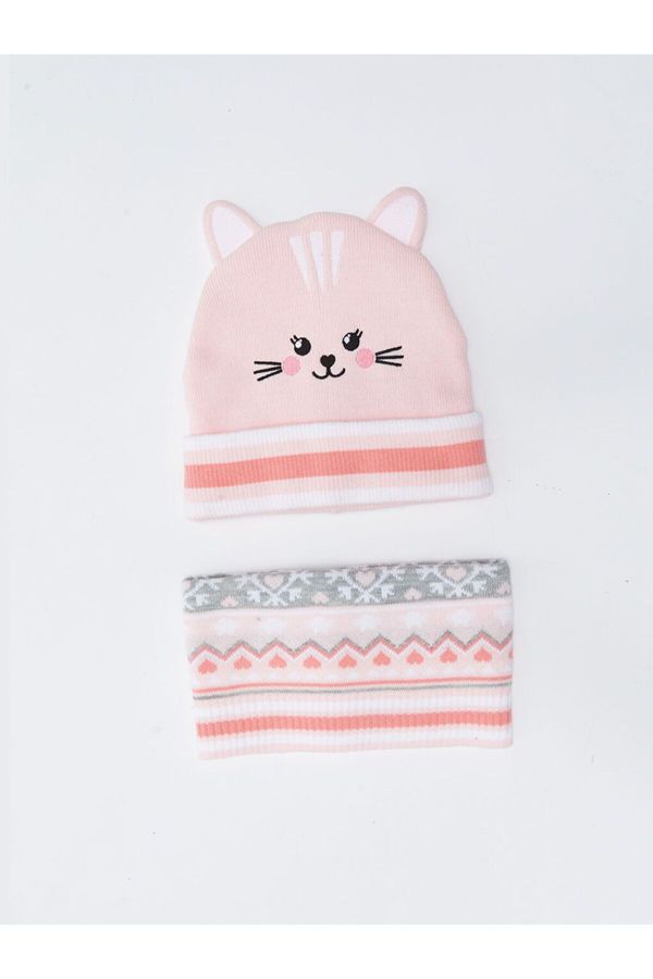 LC Waikiki LC Waikiki Cat Embroidered Girls Knitted Beanie and Neck Warmer 2-Pack