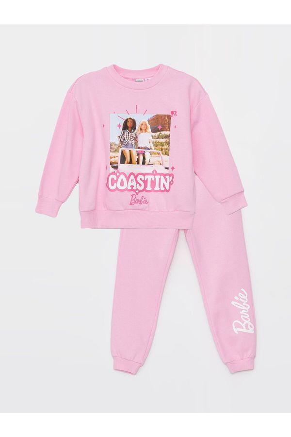 LC Waikiki LC Waikiki Crew Neck Barbie Printed Long Sleeve Girls Sweatshirt and Sweatpants