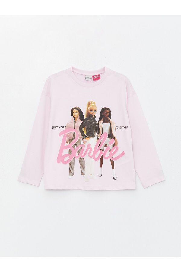 LC Waikiki LC Waikiki Crew Neck Barbie Printed Long Sleeve Girls T-Shirt