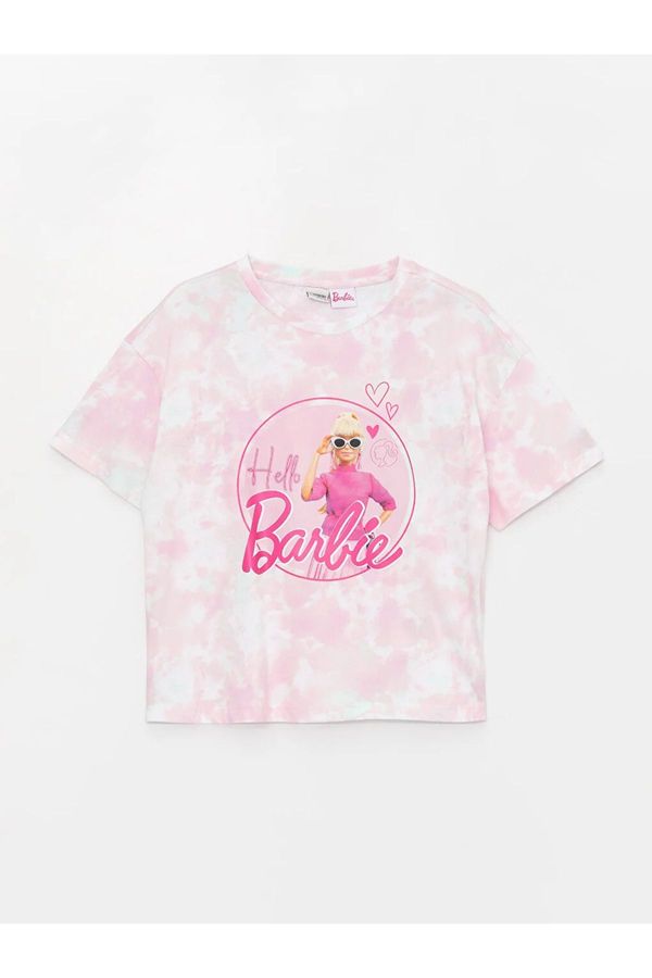 LC Waikiki LC Waikiki Crew Neck Barbie Printed Tie-Dye Patterned Short Sleeve Girl's T-Shirt