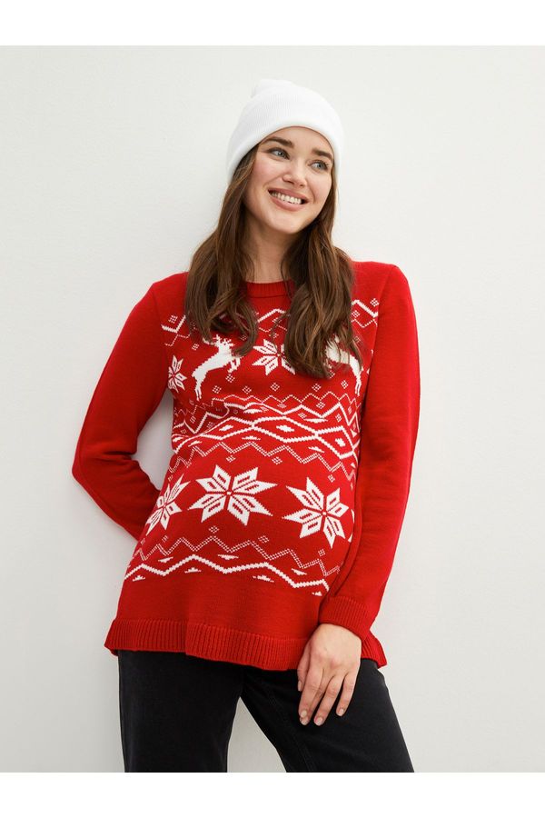 LC Waikiki LC Waikiki Crew Neck Christmas Themed Long Sleeve Maternity Knitwear Sweater