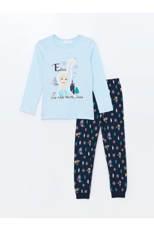 LC Waikiki LC Waikiki Crew Neck Elsa Printed Girl's Pajama Set