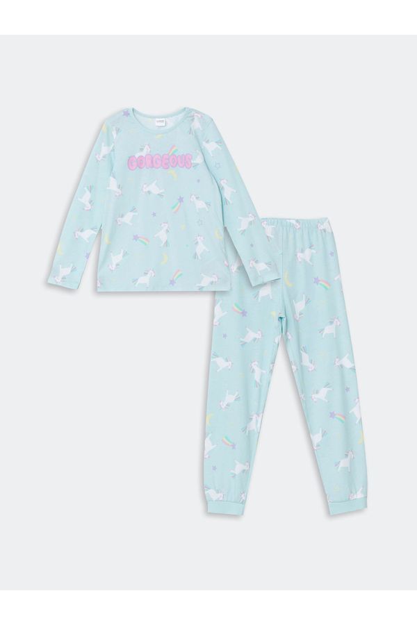 LC Waikiki LC Waikiki Crew Neck Girls Kids Pajamas Suit