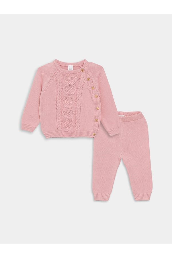 LC Waikiki LC Waikiki Crew Neck Long Sleeve Basic Baby Girl Knitwear Sweater and Trousers 2-Piece Set