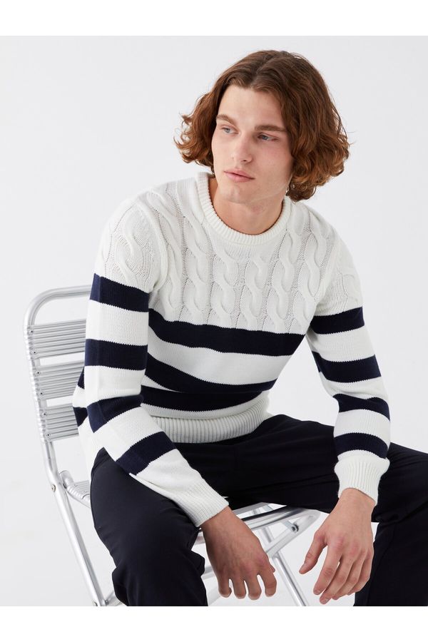 LC Waikiki LC Waikiki Crew Neck Long Sleeve Striped Men's Knitwear Sweater