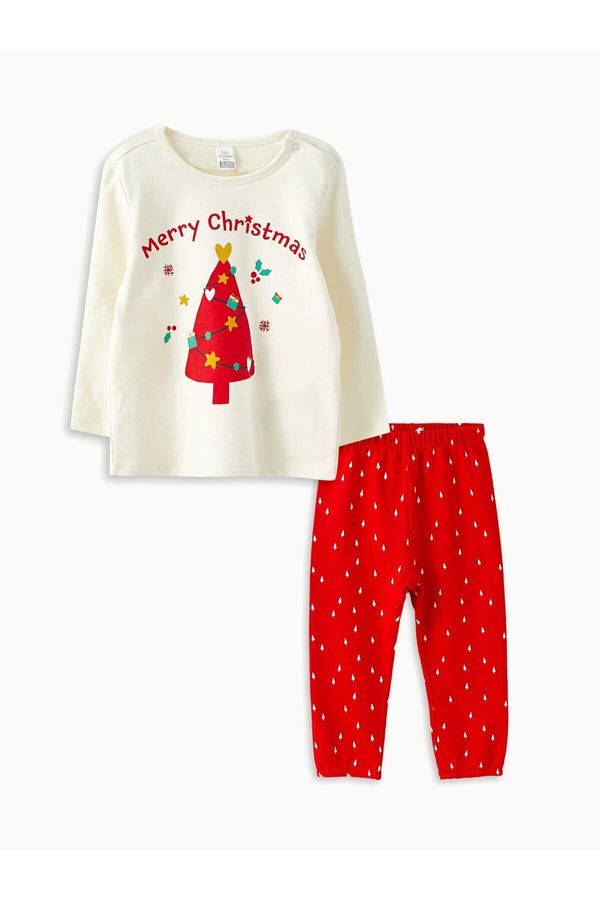 LC Waikiki LC Waikiki Crew Neck Long Sleeved Christmas Theme for Baby Girl Pajamas Set