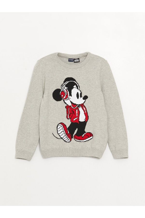 LC Waikiki LC Waikiki Crew Neck Mickey Mouse Patterned Long Sleeve Boy Knitwear Sweater