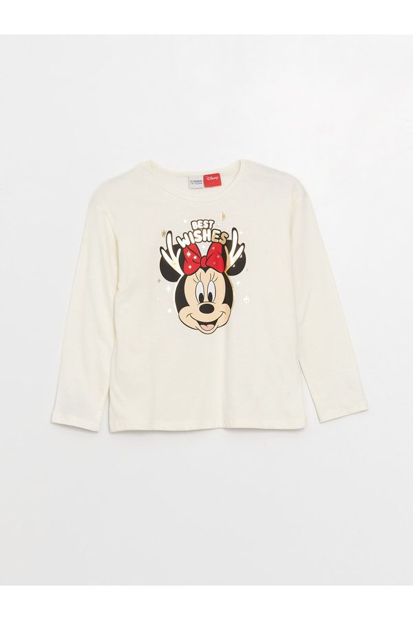 LC Waikiki LC Waikiki Crew Neck Minnie Mouse Printed Long Sleeve Girls T-Shirt