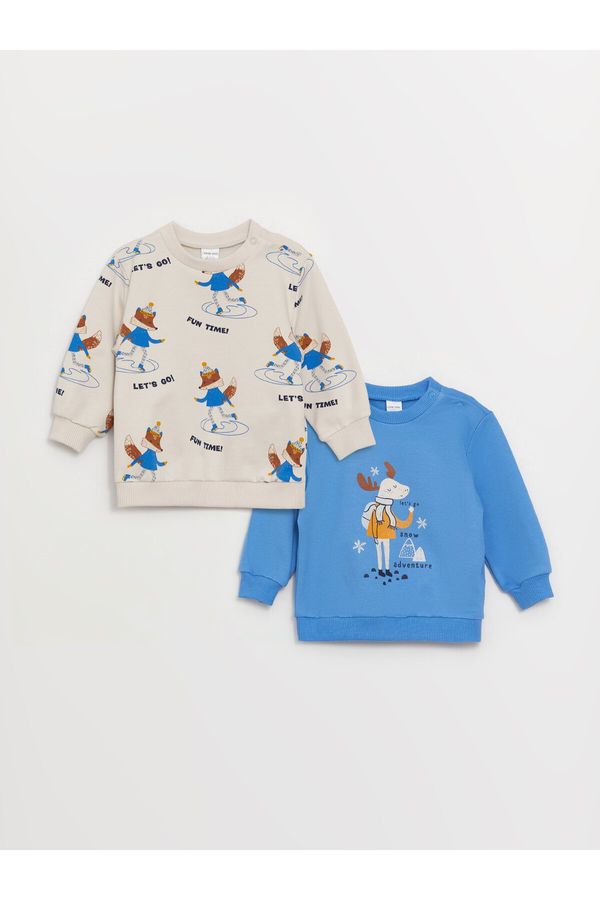 LC Waikiki LC Waikiki Crew Neck Printed Long Sleeve Baby Boy Sweatshirt 2 Pack