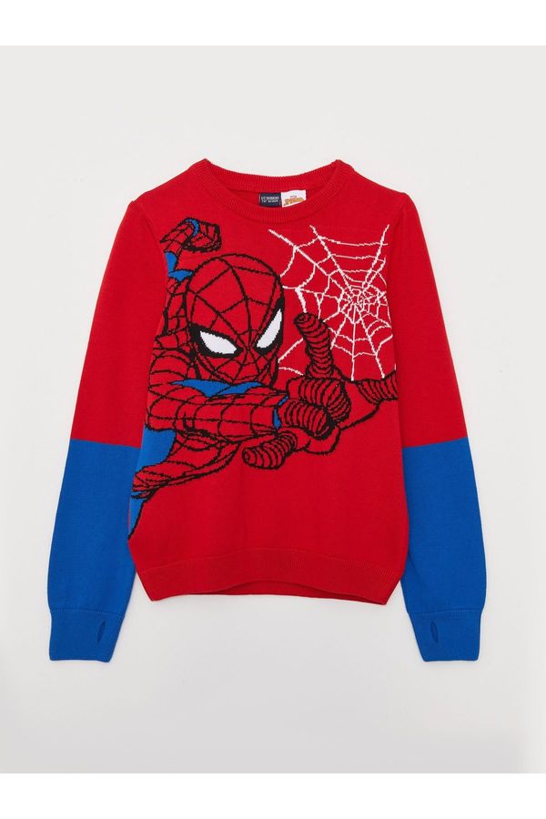 LC Waikiki LC Waikiki Crew Neck Spiderman Patterned Long Sleeve Boy's Knitwear Sweater