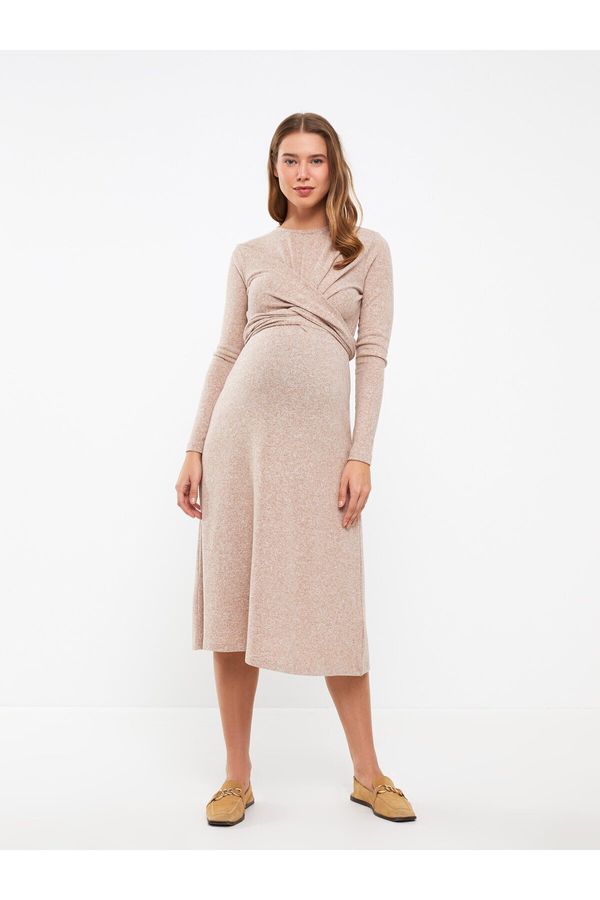 LC Waikiki LC Waikiki Crew Neck Straight Long Sleeve Maternity Dress