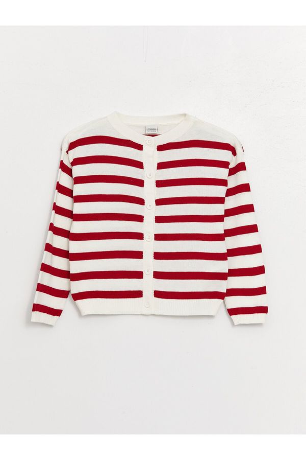 LC Waikiki LC Waikiki Crew Neck Striped Long Sleeve Girl's Knitwear Cardigan