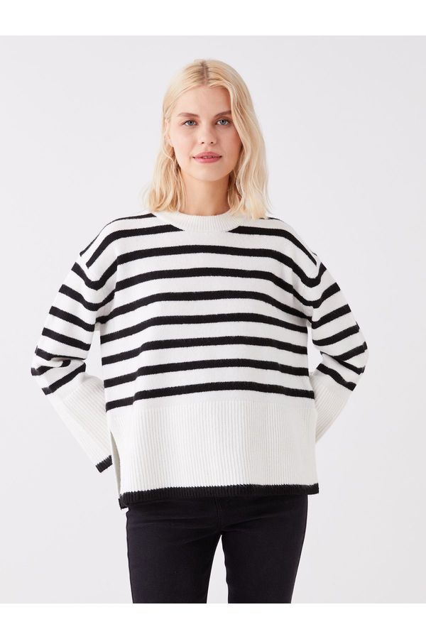 LC Waikiki LC Waikiki Crew Neck Striped Long Sleeve Oversize Women's Knitwear Sweater