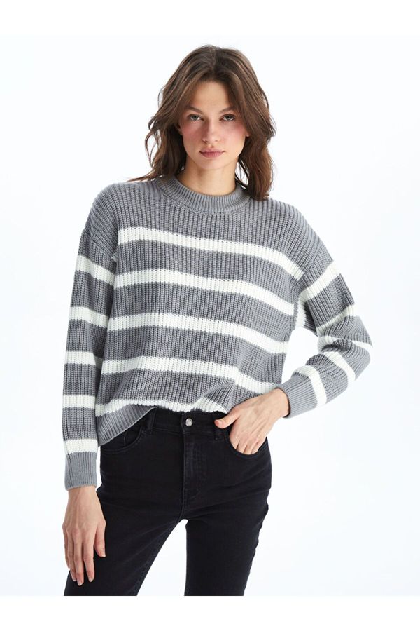 LC Waikiki LC Waikiki Crew Neck Striped Long Sleeve Oversize Women's Knitwear Sweater