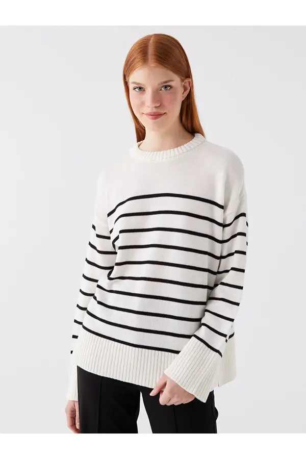 LC Waikiki LC Waikiki Crew Neck Striped Long Sleeve Women's Knitwear Sweater