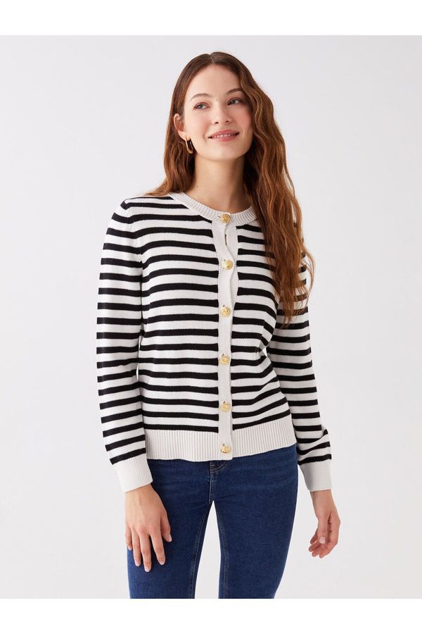 LC Waikiki LC Waikiki Crew Neck Striped Long Sleeve Women's Knitwear Cardigan