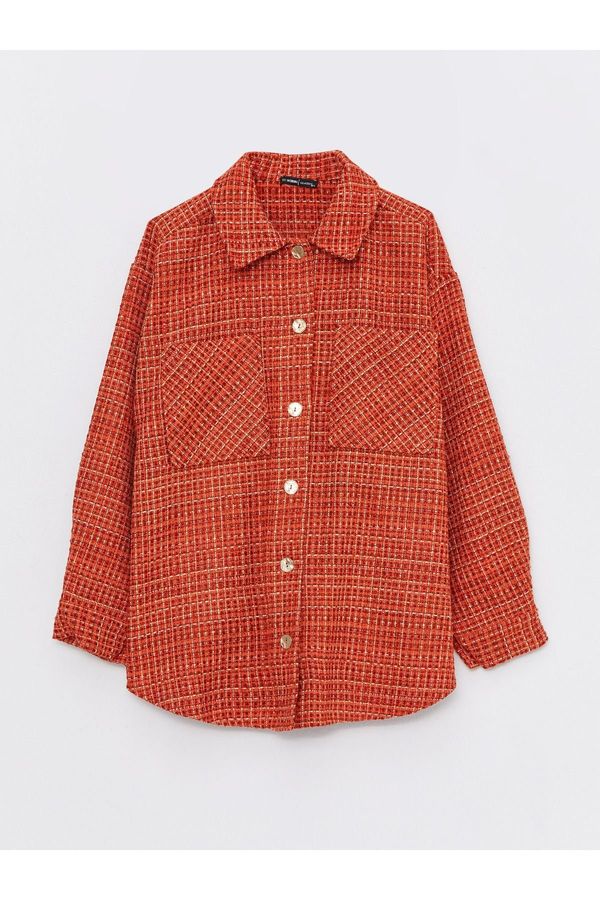 LC Waikiki LC Waikiki Front Button Closure Long Sleeve Plaid Women's Oversize Shirt Jacket