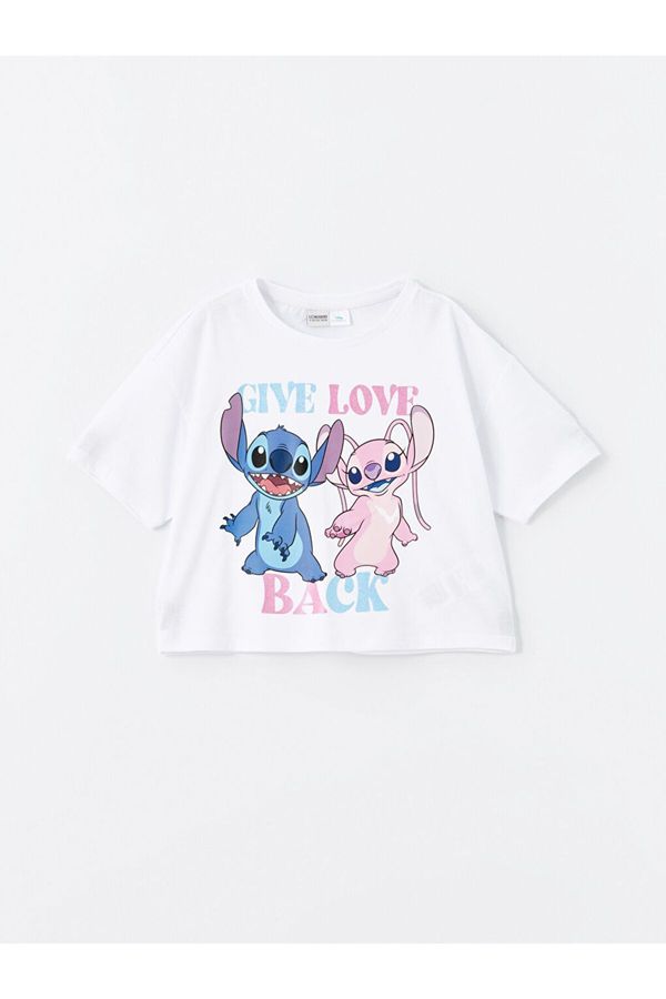 LC Waikiki LC Waikiki Girls' Crew Neck Lilo and Stitch Printed Short Sleeve T-Shirt