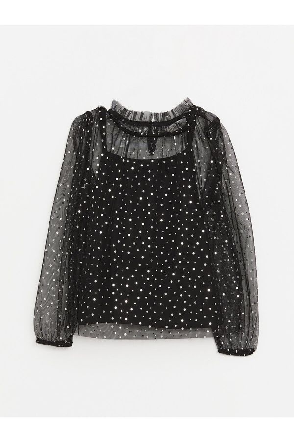 LC Waikiki LC Waikiki Girls' High Neck Polka Dot Long Sleeve Blouse