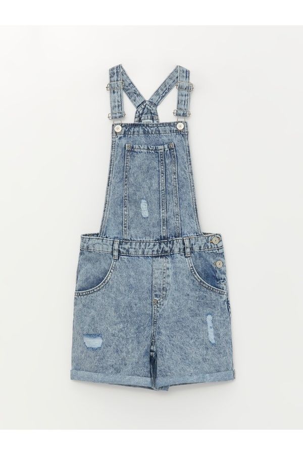 LC Waikiki LC Waikiki Girl's Jeans with Ripped Detailed Overalls.