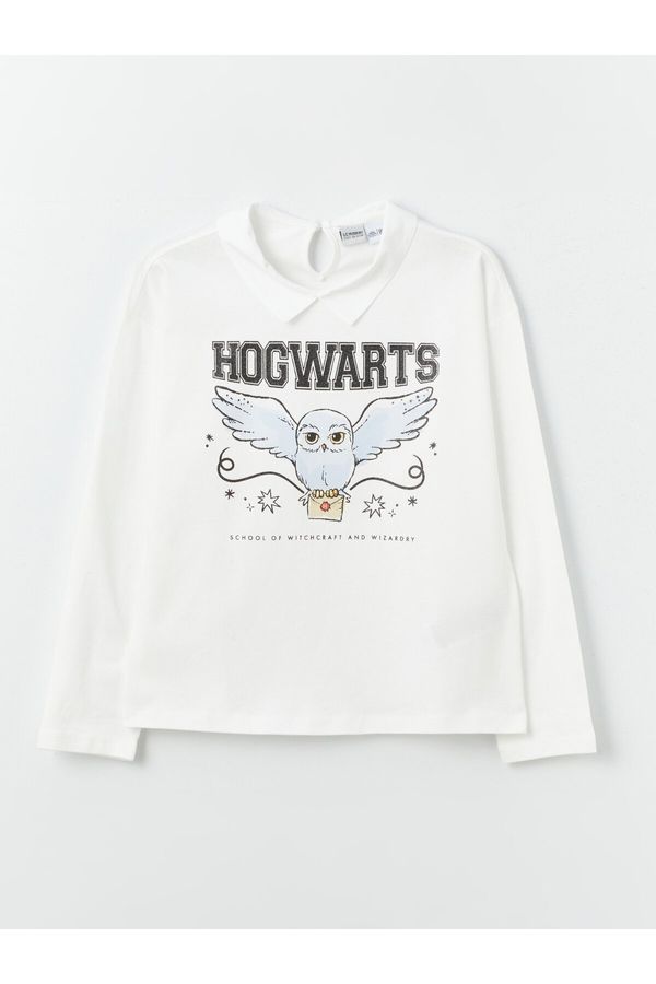 LC Waikiki LC Waikiki Girls Shirt Collar Harry Potter Printed Long Sleeve Girls T-Shirt