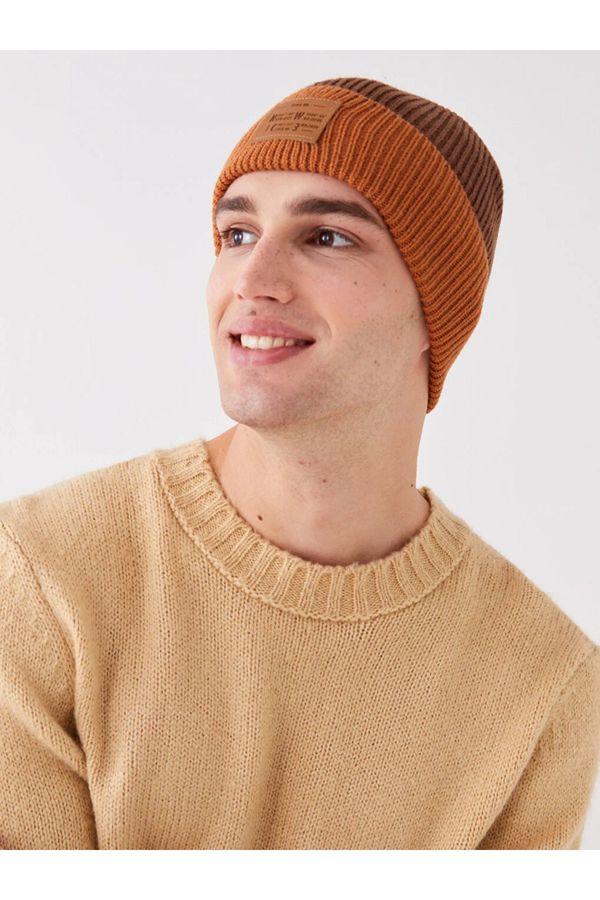 LC Waikiki LC Waikiki LCW ACCESSORIES Men's Label Printed Color Block Knitwear Beanie