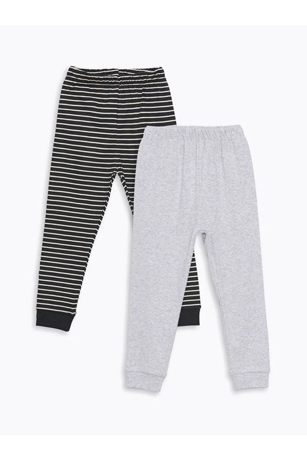 LC Waikiki LC Waikiki LCW baby Anthracite Printed Elastic Waist Striped Baby Boy Pajama Bottom 2-Pack