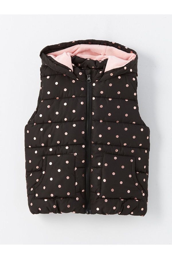 LC Waikiki LC Waikiki LCW baby Black Printed Hooded Polka Dot Baby Girl Puffer Vest