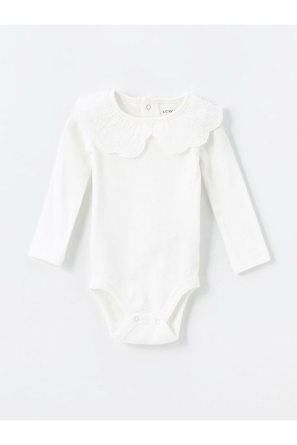 LC Waikiki LC Waikiki LCW Baby Collar Long Sleeve Basic Baby Girl Snap Bodysuit