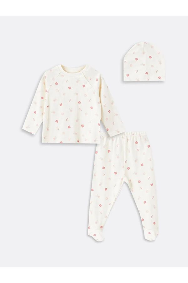 LC Waikiki LC Waikiki LCW baby Cream Color Printed Girl Baby Hospital Discharge Set