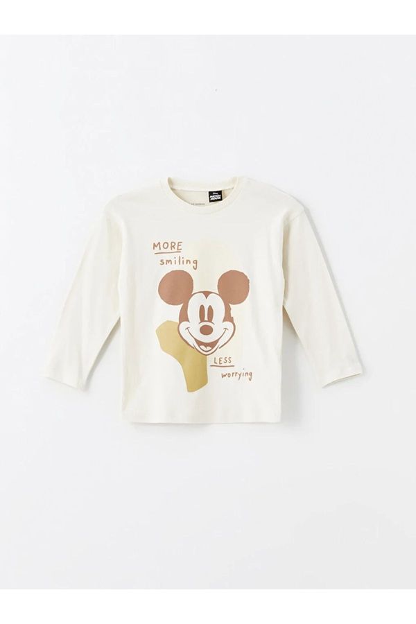 LC Waikiki LC Waikiki LCW baby Crew Neck Long Sleeve Mickey Mouse Printed Baby Boy T-Shirt