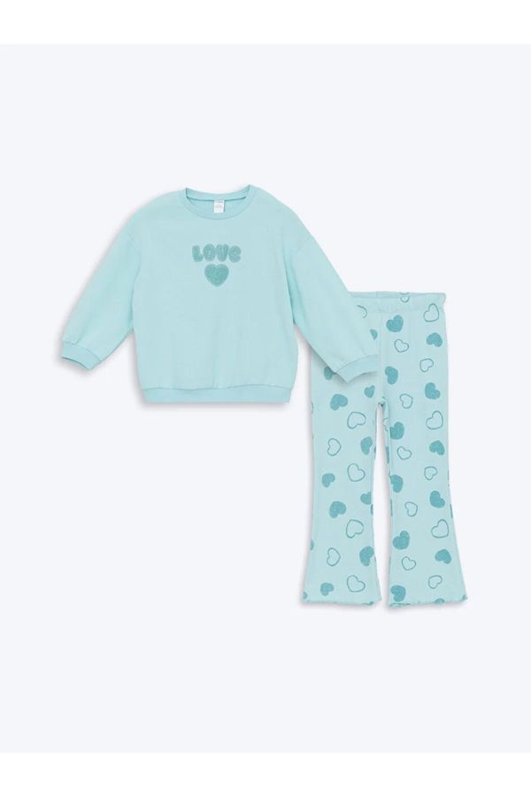 LC Waikiki LC Waikiki LCW baby Crew Neck Long Sleeve Printed Baby Girl Sweatshirt and Tights 2-Pack