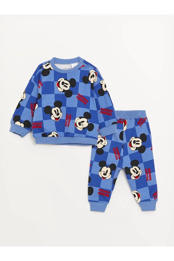 LC Waikiki LC Waikiki LCW Baby Crew Neck Mickey Mouse Printed Baby Boy Pants and Sweatshirt Set 2-Pack