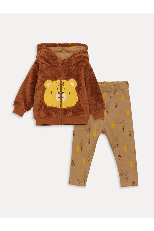 LC Waikiki LC Waikiki LCW baby Hooded Long Sleeve Printed Baby Boy 2-Piece Set