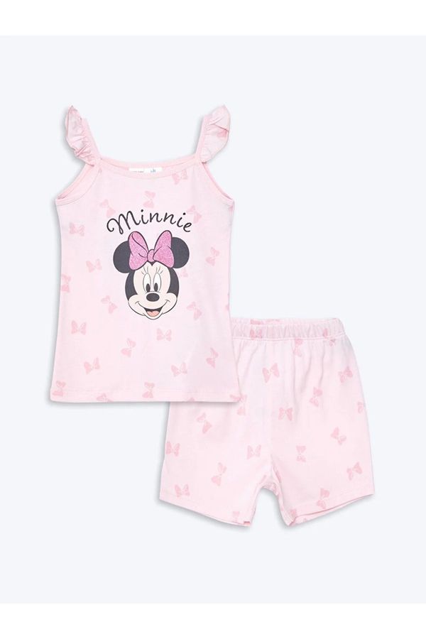 LC Waikiki LC Waikiki LCW baby Square Neck Strap Minnie Mouse Printed Baby Girl Shorts Pajama Set