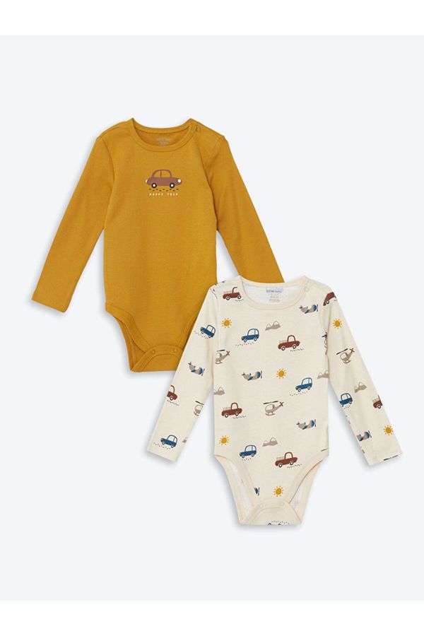 LC Waikiki LC Waikiki LCW Crew Neck Printed Baby Boy Snap Body 2-Piece