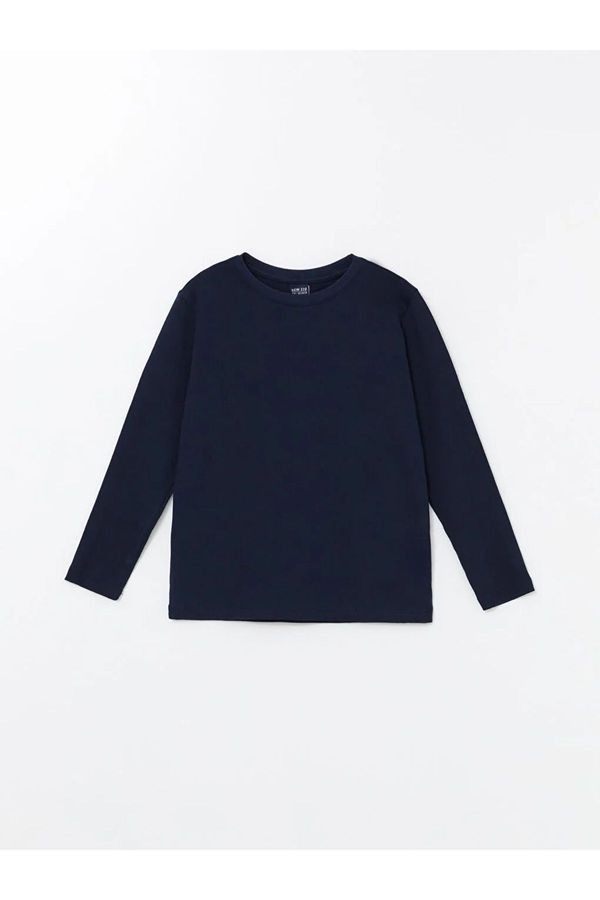 LC Waikiki LC Waikiki LCW ECO Navy Blue Crew Neck Basic Long Sleeve Oversized T-Shirt