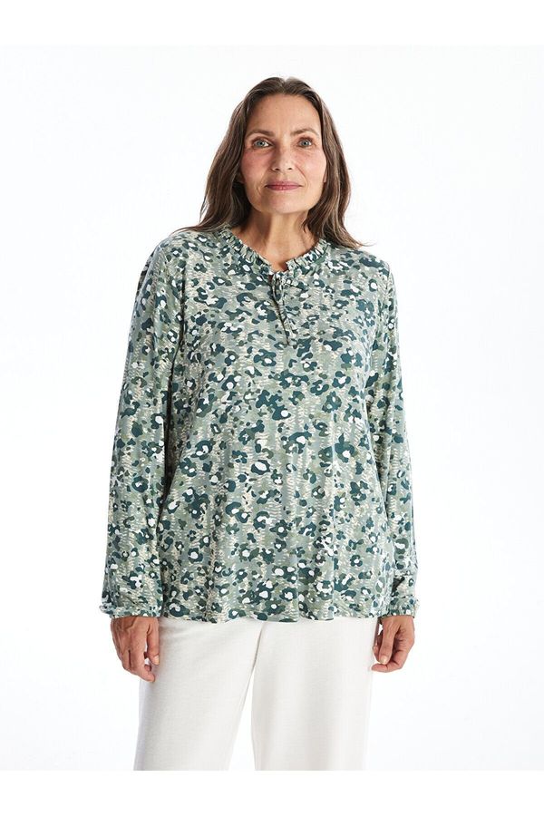 LC Waikiki LC Waikiki LCW Lace-Up Collar Print Long Sleeve Women's Blouse