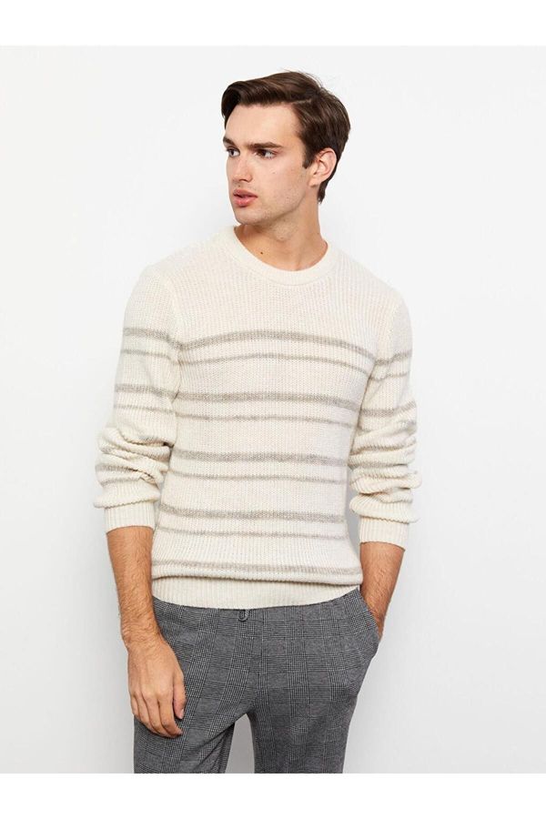 LC Waikiki LC Waikiki LCW Men's Casual Crew Neck Long Sleeve Striped Knitwear Sweater