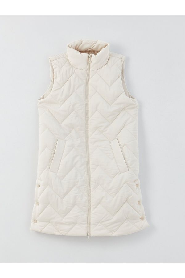 LC Waikiki LC Waikiki LCW Modest Stand-up Collar Self-Patterned Women's Puffer Vest