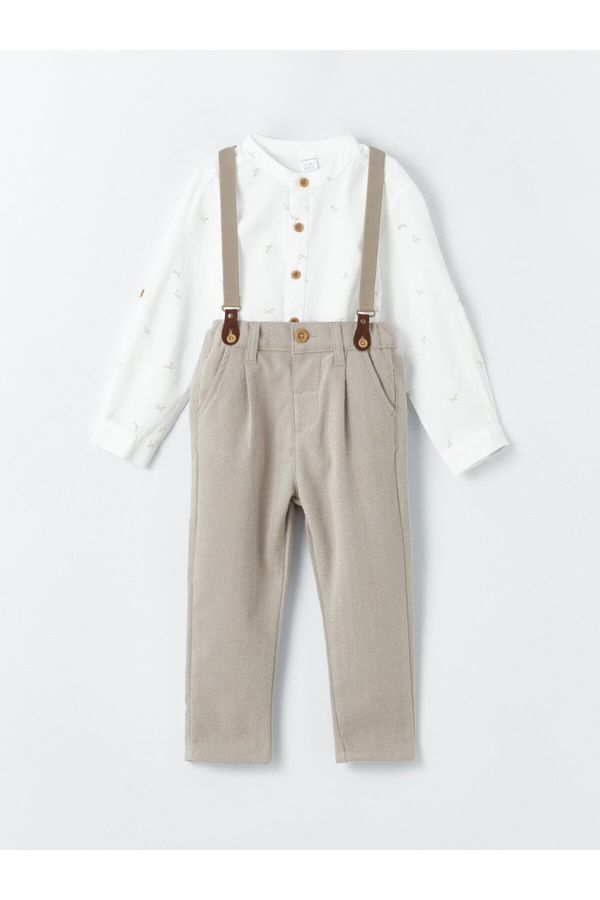 LC Waikiki LC Waikiki Long Sleeve Baby Boy Shirt, Trousers and Suspenders 3-Piece Set