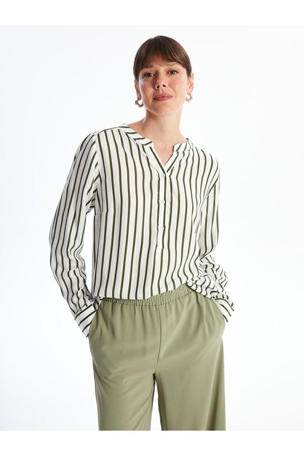 LC Waikiki LC Waikiki Loose Neck Striped Long Sleeve Women's Blouse