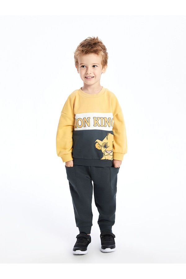 LC Waikiki LC Waikiki Lw - Crew Neck Long Sleeve Lion King Printed Boys Sweatshirt and Tracksuit Bottom 2-Piece Set