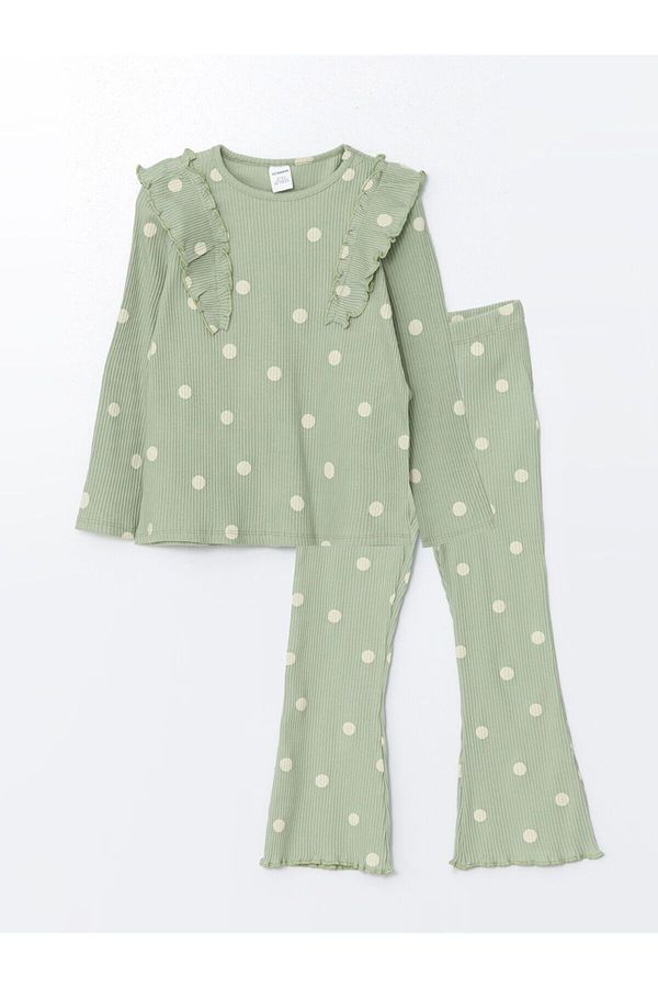 LC Waikiki LC Waikiki Lw - Crew Neck Long Sleeve Polka Dot Printed Baby Girl Blouse and Leggings 2-Piece Set