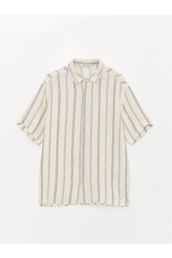 LC Waikiki LC Waikiki Men's Regular Fit Short Sleeve Striped Linen Blend Shirt