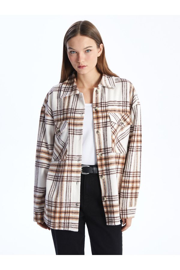 LC Waikiki LC Waikiki Plaid Long Sleeve Oversize Women's Shirt Jacket