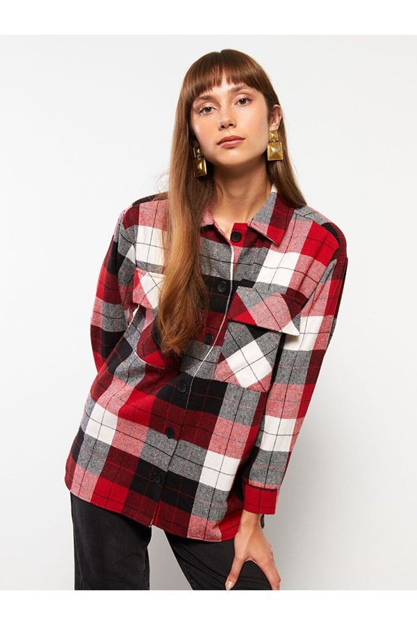 LC Waikiki LC Waikiki Plaid Long Sleeve Women's Shirt Jacket