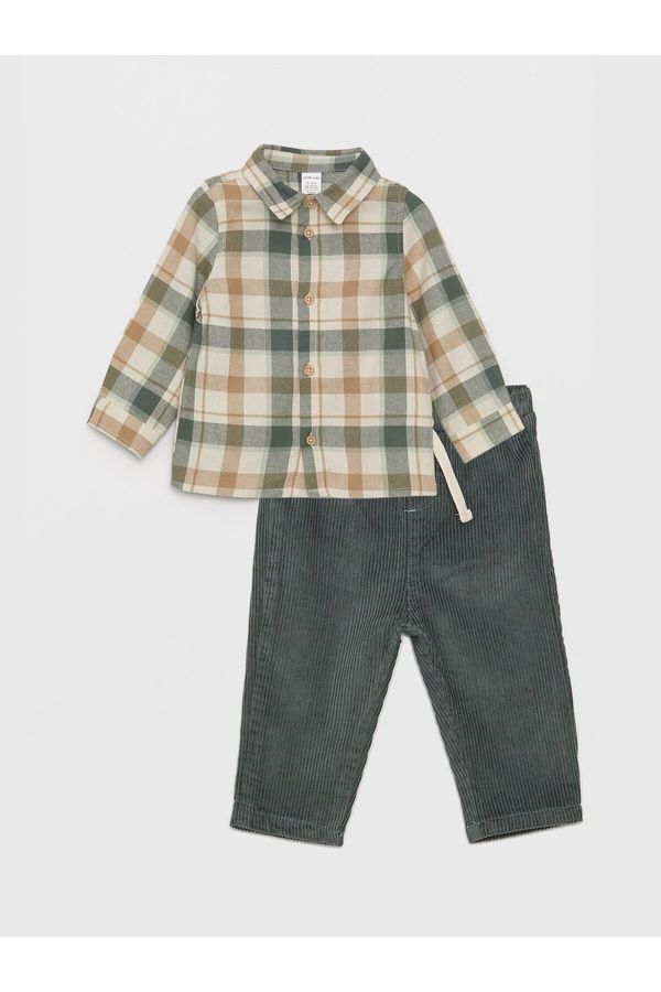 LC Waikiki LC Waikiki Plaid Patterned Long Sleeve Baby Boy Shirt and Trousers Set of 2