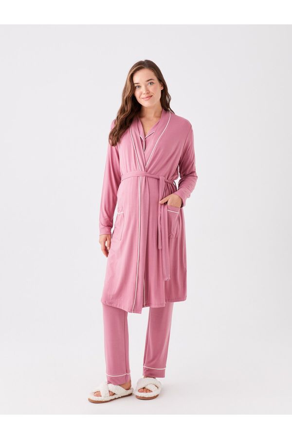 LC Waikiki LC Waikiki Shawl Collar Plain Long Sleeve Maternity Dressing Gown